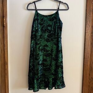 Green Black Metallic Sequin Mini Dress Wicked Elphaba